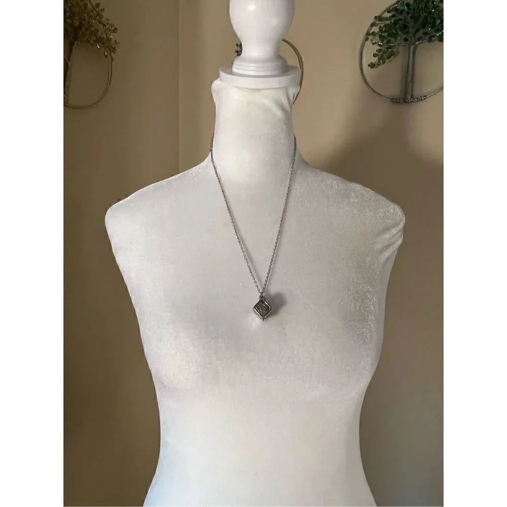 Silver Tone Tree Cage Box Glow in the Dark Necklace